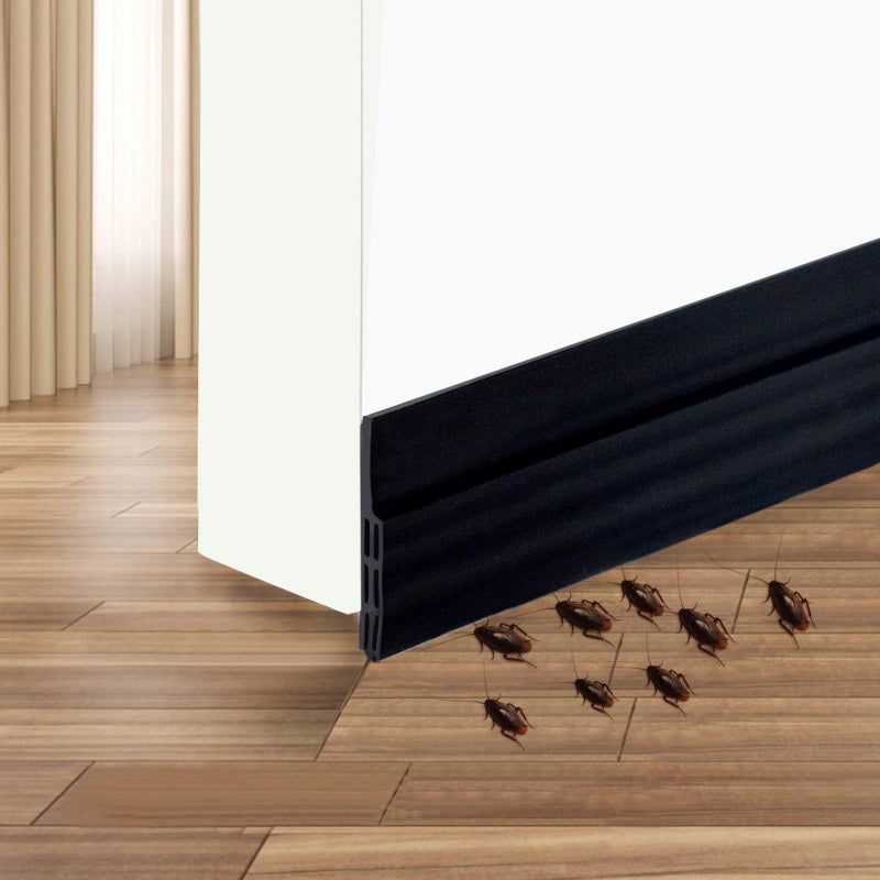 Save Unicorn Self Adhesive Door Sweep Draft Stopper - Camel Home Weather Stripping Rubber Under Door Bottom for Interior Doors Seal Strip Insulation for Weatherproof, Soundproof, 2" W X 39" L (2Pack Black) - Image 1